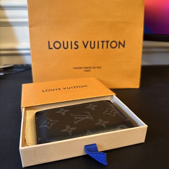 Auth LOUIS VUITTON Pocket Organizer M61696 Monogram Eclipse GI0169 Card Case - Picture 1 of 6